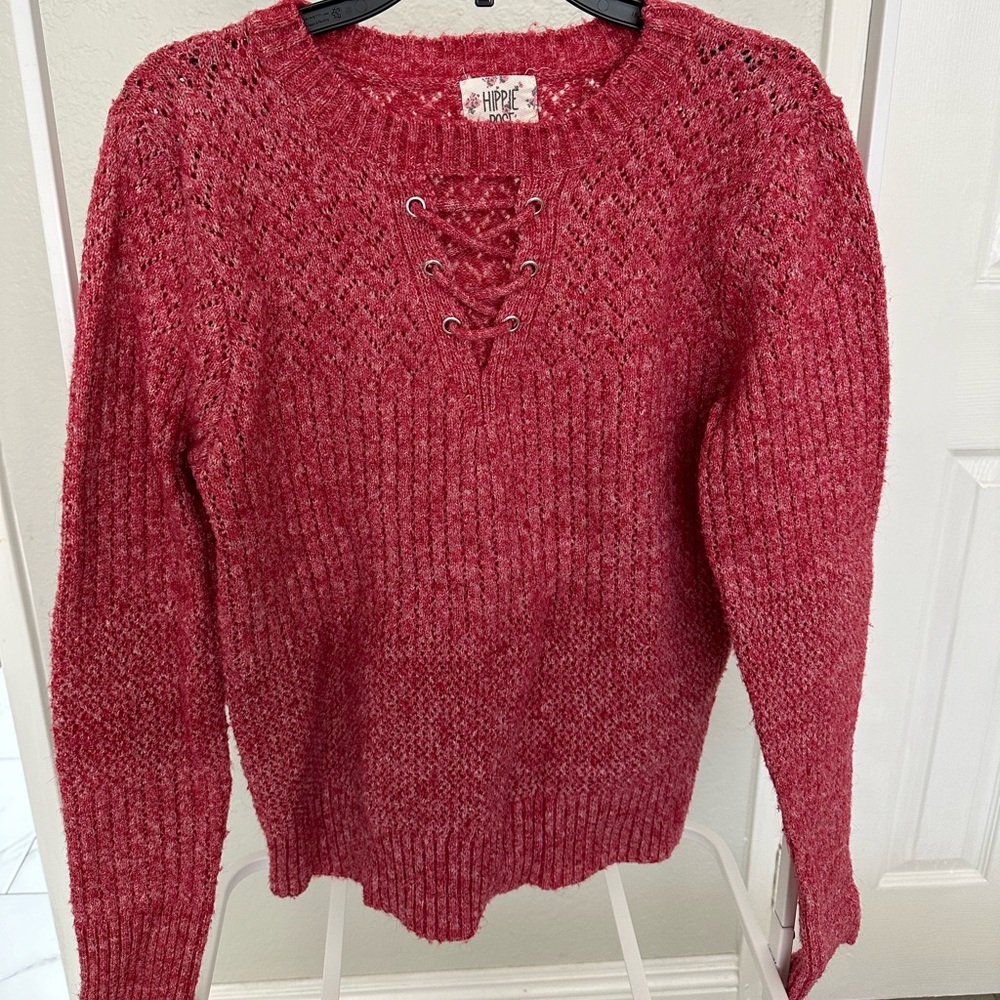 Pink crochet sweater